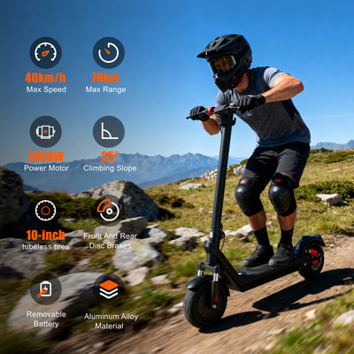 HX X9B 1000W Off-Road Electric Scooter with 48V 20Ah Battery, 10" Tires, 40KM/H