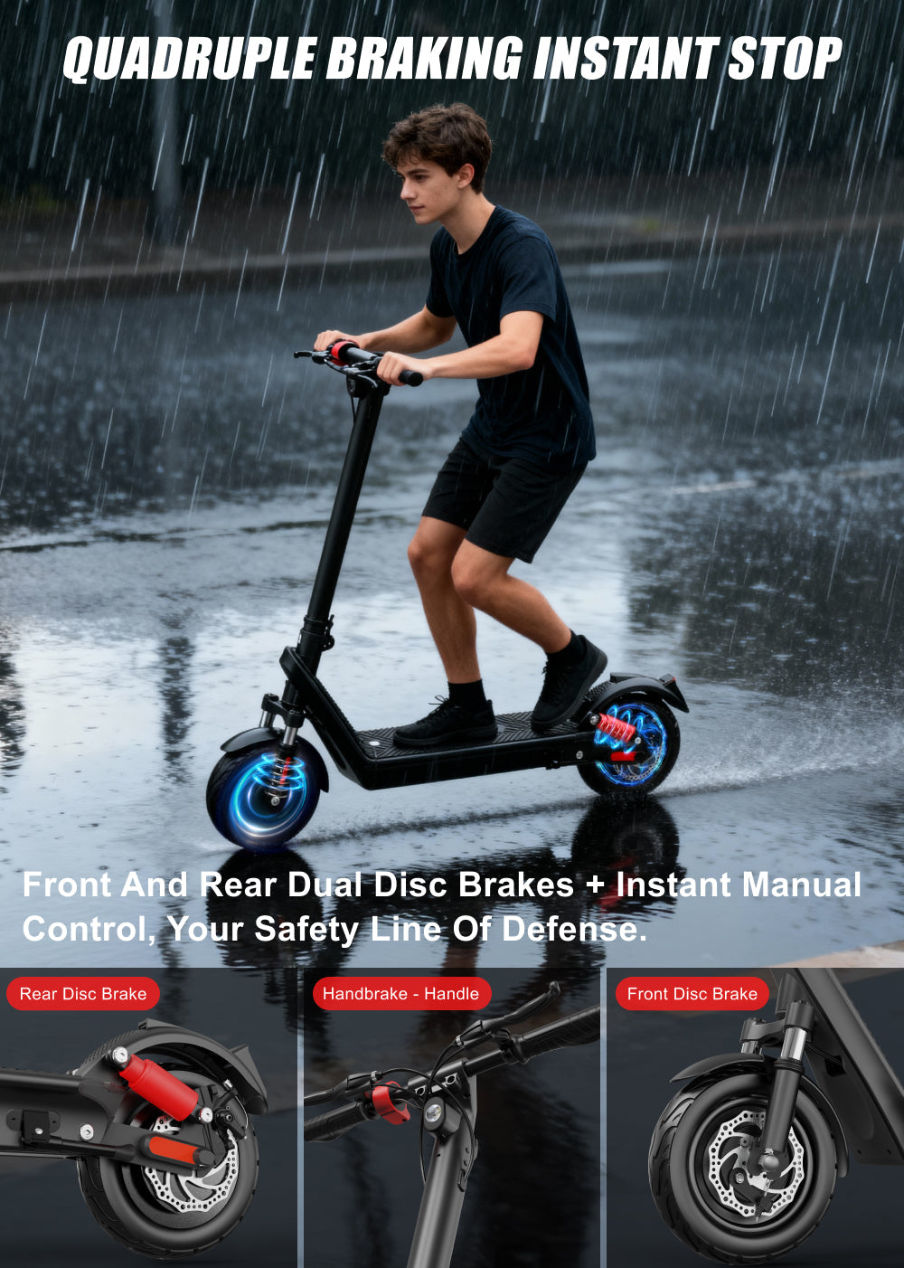 HX X9B 1000W Off-Road Electric Scooter with 48V 20Ah Battery, 10" Tires, 40KM/H