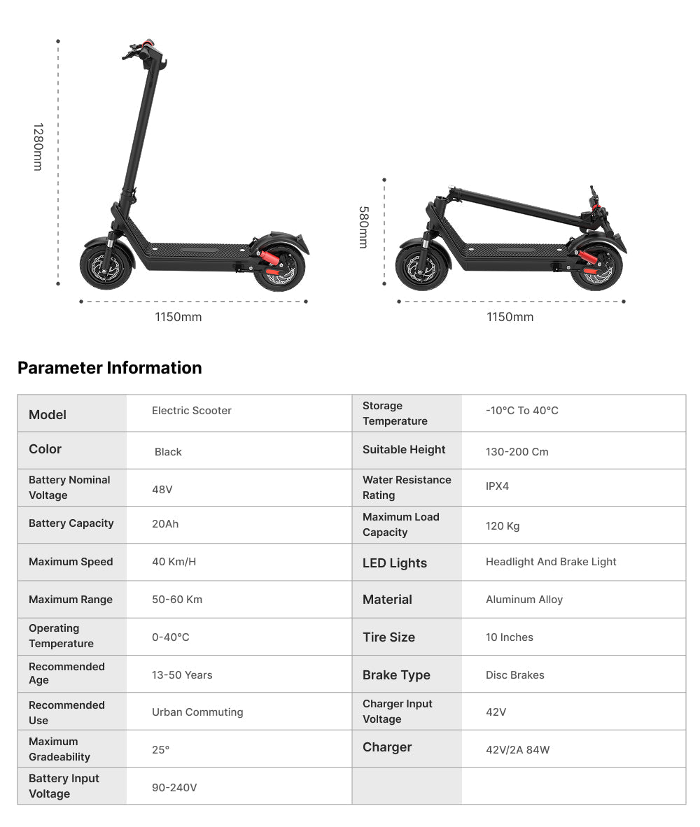 HX X9B 1000W Off-Road Electric Scooter with 48V 20Ah Battery, 10" Tires, 40KM/H